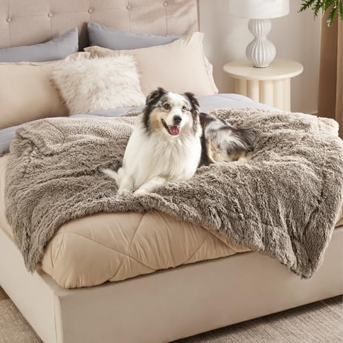 Bedsure Waterproof Dog Blankets for Large Dogs, Fluffy Faux Fur, 50×60"