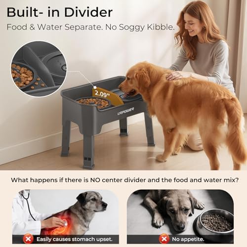 URPOWER Mess Proof Elevated Dog Bowls 4 Height Adjustable Raised Stand