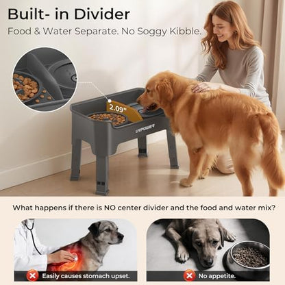 URPOWER Mess Proof Elevated Dog Bowls 4 Height Adjustable Raised Stand