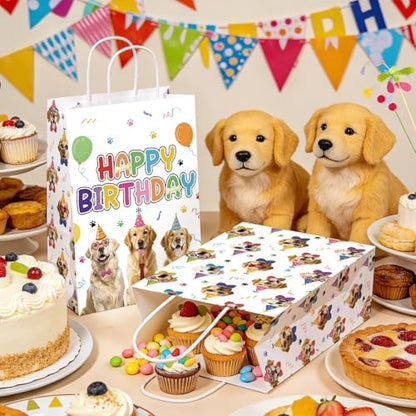 16Pcs Golden Retriever Birthday Party Favor Bags Dog Birthday Goodie Bags