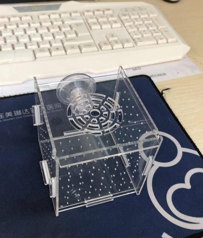 AWXZOM Acrylic Fish breeding Box, Acrylic Fish Isolation Box, Fish Separator for Aquarium, Hatchery Incubator with Suction Cups for Small Baby Fishes Shrimp Clownfish Guppy (3.9 * 3.9 * 3.9inch)