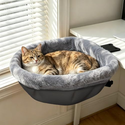 Cat Desk Bed, Desk Mounted Cat Hammock with Steel Clamp