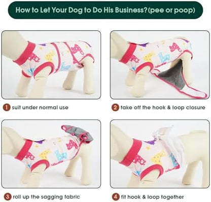 Kuoser Dog Recovery Suit, Female Male Spay Neuter Surgery Suit, Llama, M