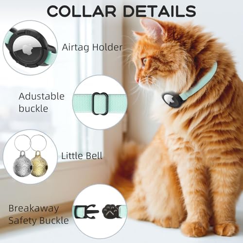 AirTag Cat Collars, Stretchy Collar with AirTag Holder and Bell
