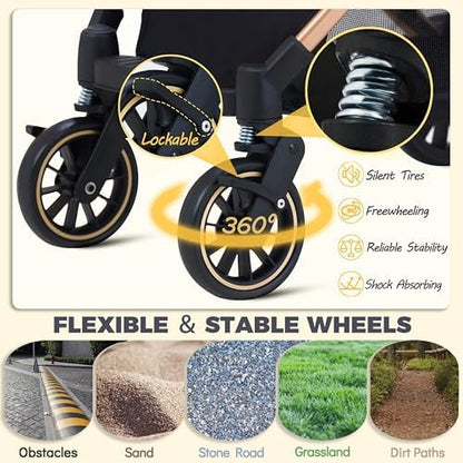 Pet Stroller for Small Dogs Cats, 6 Shock Absorption System