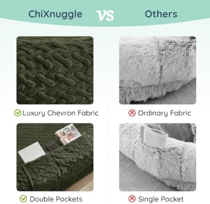 ChiXnuggle Orthopedic Human Dog Bed,with Faux Fur Washable Cover,Blanket