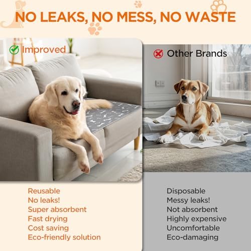 Washable Pee Pad for Dogs, 2 Pack Extra Large Puppy Pads, 48"x60"