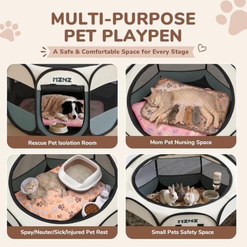 Dog Cat Small Animal Puppy Playpen Crate with 2 Blankets, Large, Grey