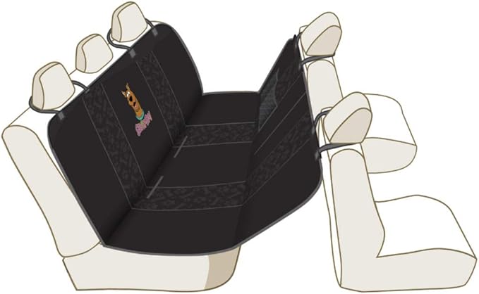 BDK Scooby Doo Waterproof Dog Car Seat Cover for Back Seat, Full Hammock Style – Heavy Duty Black Oxford Automotive Rear Bench Seat Cover for Dogs, Interior Covers for Auto Truck Van SUV