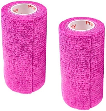 Vet Wrap Tape (Fuchsia) (2 Pack) (3 Inch x 15 feet) Self Adhesive Adherent Adhering Cohesive Flex Self Stick Bandage Grip Roll Dog Cat Pet Horse