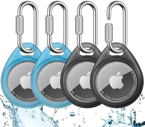 UNBREAKcable for AirTag Holder Case with Professional Carabiner, 4 Pack