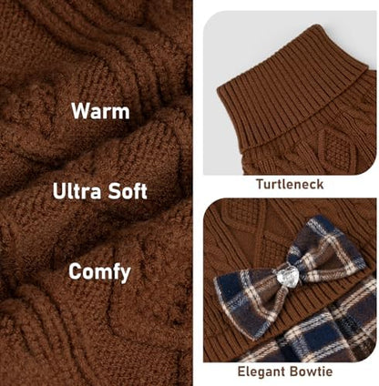 KYEESE Dog Sweater Dress for Medium Large Dogs Turtleneck Thick Knit