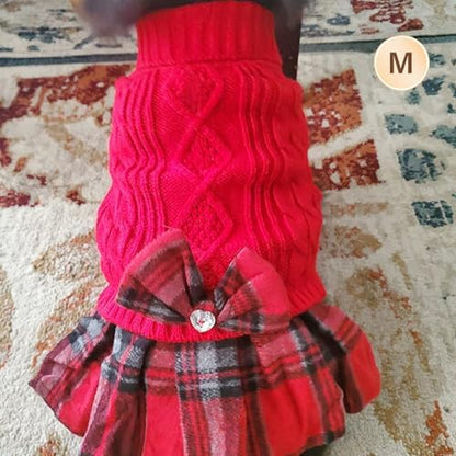 KYEESE Dog Sweater Dress for Small Dogs Turtleneck Thick Knit Pullover