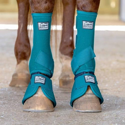Jeffers Expression Protective Horse Boots, 1 Pair, Medium - Safe Neoprene Leg Guards, Durable Strap Closures, Front & Hind Support, Equestrian Accessories for Travel & Riding - Emerald Green