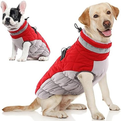 AOFITEE Dog Coat for Large Dogs Waterproof Dog Winter Jacket with Harness