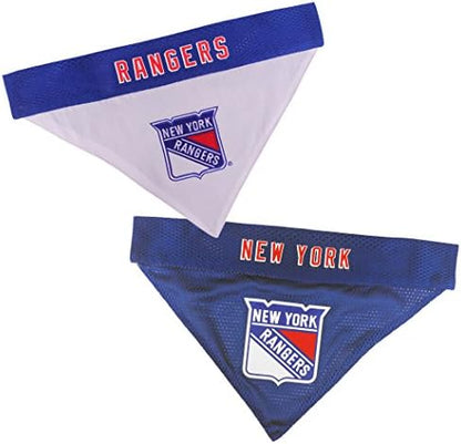 Pets First NHL New York Rangers Reversible Bandana Size XX-Large for Dogs & Cats. 2 Sided Sports Bandana, Premium Embroidery Team Logo, Many NHL Teams Available