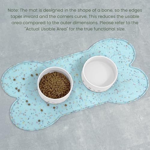 PWTAA Dog Food Mat Anti-Slip Silicone Dog Bowl Mat Thicker Pet Placemat Waterproof Cat Feeder Pad with Raised Edge Puppy Kitten Feeding Mats Suitable Small Medium-Sized Dogs Cats Eating Tray