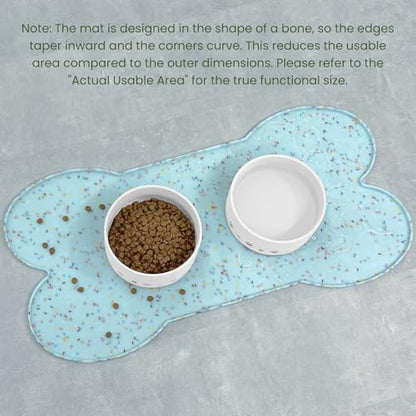 PWTAA Dog Food Mat Anti-Slip Silicone Dog Bowl Mat Thicker Pet Placemat Waterproof Cat Feeder Pad with Raised Edge Puppy Kitten Feeding Mats Suitable Small Medium-Sized Dogs Cats Eating Tray
