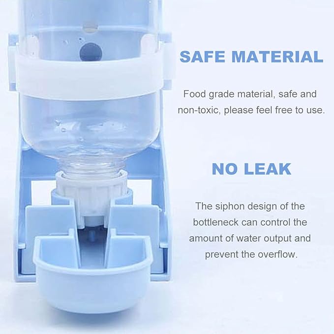 2 Pack 17oz Rabbit Water Bottle No Drip – Hanging Automatic Cage Dispenser for Small Pets Leak-Proof Water Feeder for Bunny, Guinea Pig, Chinchilla, Ferret, Hamster, Hedgehog