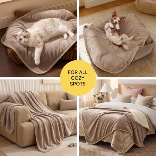 Luciphia Waterproof Pet Blanket, Washable Reversible Sherpa Fleece Throw