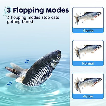 Potaroma Cat Toys Flopping Fish with Catnip, Moving Kitten Kicker, Floppy Wiggle Carp for Small Dogs, Interactive Motion Kitty Exercise, 10.5 Inches