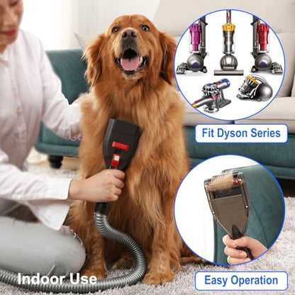 Dog Hair Vacuum Attachment for Dyson Cordless Upright Vac, Groom Tool Pet Shedding Brush for V6 V7 V8 V10 V11 V15 DC41 DC65 UP13-UP30 Animal, Grooming Kit with Long Extension Hose Adapter