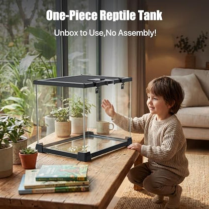 15 Gallon Fully Assembled Glass Reptile Enclosure, 20" x 12" x 14"