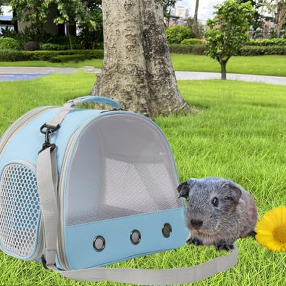 Ventilation Cage,Bearded Dragon Travel Carrier,Guinea Pig Carrier,Guinea Pig Bag for 2,Reptile Travel Carrier for Lizards Sugar Glider Hedgehog Rat Parrot Birds,Airline Approved (Blue, Mesh Carrier)