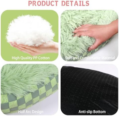 Cat Bed Hooded Plush Nest with Self-Warming Cozy Cave, Calming Anti-Anxiety Pet Bed for Indoor Cats & Small Dogs, Removable Washable Cover & Waterproof Bottom - Green