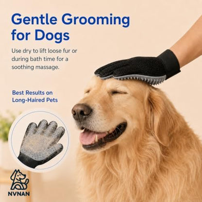 NVNAN Pet Hair Removal Glove for Dogs & Cats, 2-Pack Gray