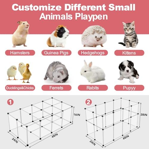 VISCOO 24 Panels Small Animals Playpen,48"x24"x28" Transparent Pet Playpen