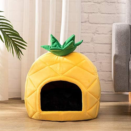 Hollypet Cat Bed Cave for Indoor Cats for Pets up to 15 lbs, Pineapple