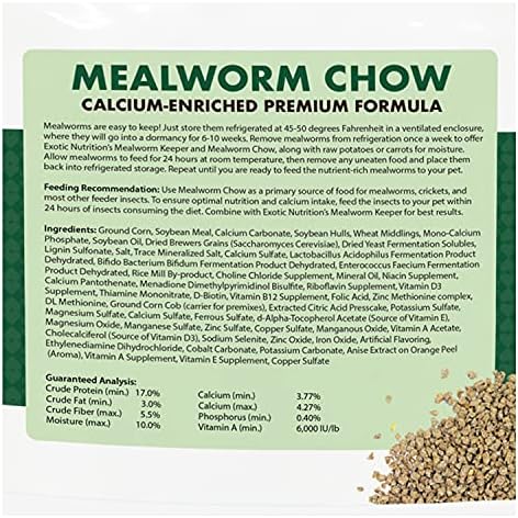 Exotic Nutrition Mealworm Chow 1 lb. - Highly Nutritional Healthy Feed for Breeding Live Feeder Mealworms (1 lb) (Pack of 2)