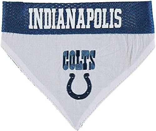 NFL DOG BANDANA - INDIANAPOLIS COLTS REVERSIBLE PET BANDANA. 2 Sided Sports Bandana with a PREMIUM Embroidery TEAM LOGO, Large/X-Large. - 2 Sizes & 32 NFL Teams available
