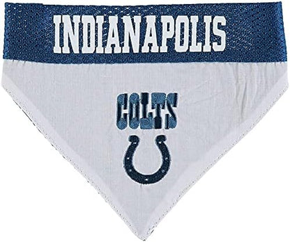 NFL DOG BANDANA - INDIANAPOLIS COLTS REVERSIBLE PET BANDANA. 2 Sided Sports Bandana with a PREMIUM Embroidery TEAM LOGO, Large/X-Large. - 2 Sizes & 32 NFL Teams available