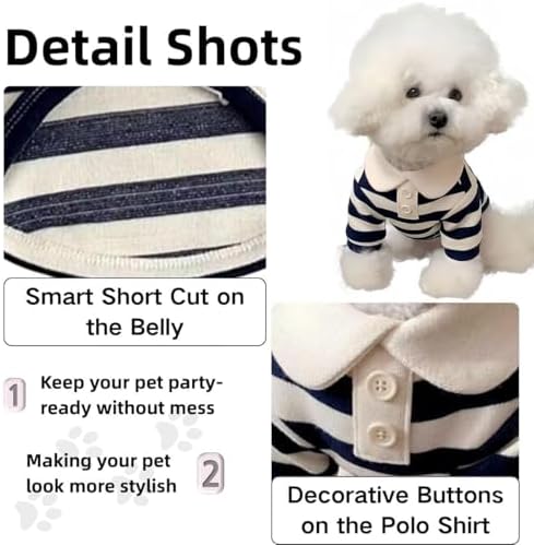 MANON ROSA Boy Dog Polo Shirt for Small Dogs, Red, M, 5.5-8.8 lb