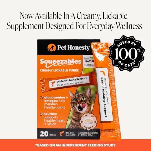 Senior Cat Joint Supplement Crunchy Creamy Hip + Joint for Cats - Ease Mobility Stiffness with Glucosamine Chondroitin, Green Lipped Mussel, Flexibility + Joint Support Chews (30-Day Supply)