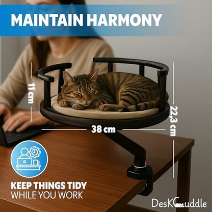 Cat Bed with Memory Foam Cushion Eco-Friendly Wood, Washable Non-Slip Covers – Keeps Your Pet Close While You Work – Modern Cat Furniture