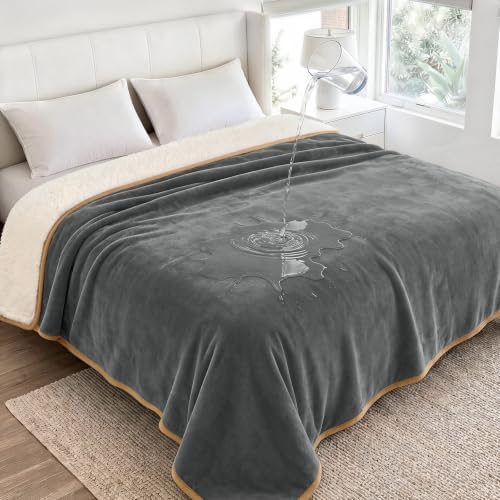 Luciphia Waterproof Pet Blanket, Washable Reversible Sherpa Fleece Throw