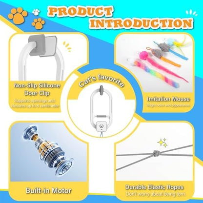 Interactive cat toy, Electric cat teaser, Door clip, 2 Motion modes,Gray