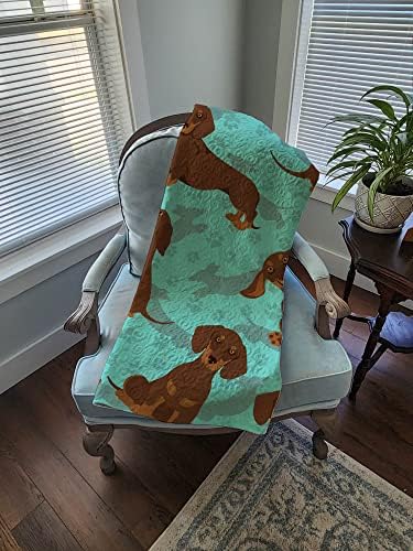 Caroline's Treasures MLM1017LQB Chocolate and Tan Dachshund Quilted Blanket 50x60 Artwork Pattern Quilted Throw Blanket for Bed, Couch, Sofa, Soft and Lightweight