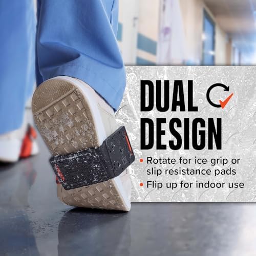 K1 Mid-Sole Ice Cleats - Rotatable Traction Aids For Flat Shoes - Indoor/Outdoor, Climbing, Driving - Slim Profile - Orange
