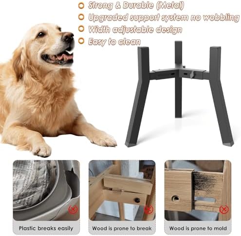 2Pack Elevated Dog Bowl Stand for Large Dogs, Adjustable Width 7-10.6", Raised Food Water Bowl Stand, Bowl NOT Included