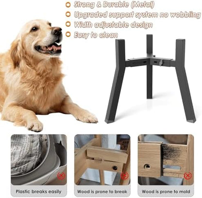 2Pack Elevated Dog Bowl Stand for Large Dogs, Adjustable Width 7-10.6", Raised Food Water Bowl Stand, Bowl NOT Included