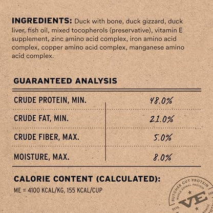 Vital Essentials Freeze Dried Cat Food, Duck Nibs, 12 oz Bag
