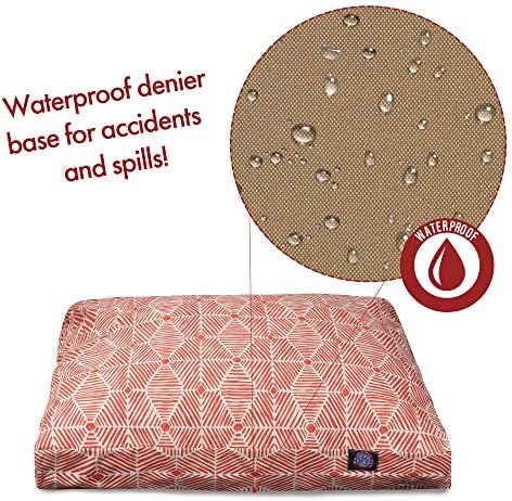 Majestic Pet Rectangular Dog Bed, Medium, 36x29x4 in, Washable, Salmon Red