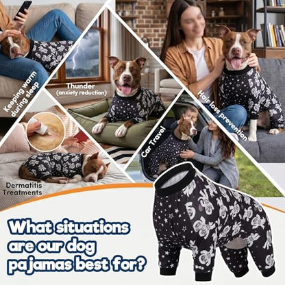 LovinPet Pitbull Pajamas for Dogs, Outer Space Astronaut Print, L