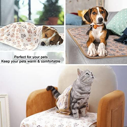 MIWOPET 3 Pack Fleece Pet Blankets Warm Bed Throw for Dogs & Cats 30x20in