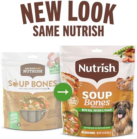 Nutrish Soup Bones Dog Chews, 6.3 oz. Bag, Pack of 8 (Rachael Ray)
