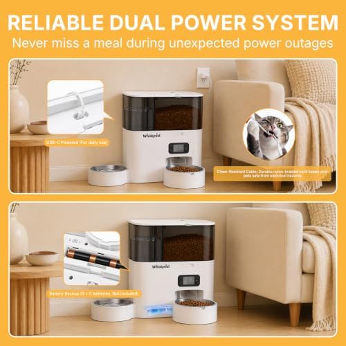 5L Automatic Cat Feeder & 3L Water Dispenser, Button Control
